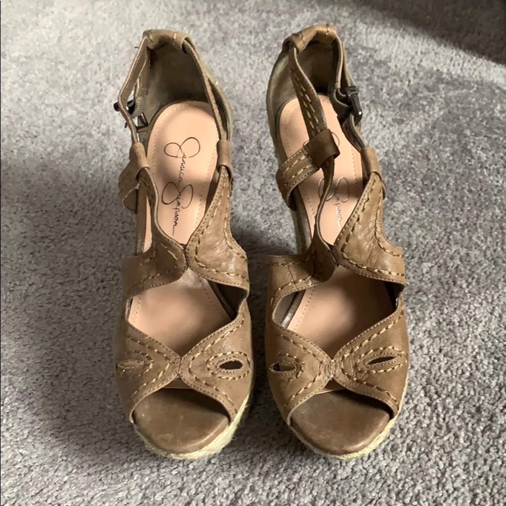NWOT • Espadrille Peep Toe Wedge • 8 1/2 • Comfy